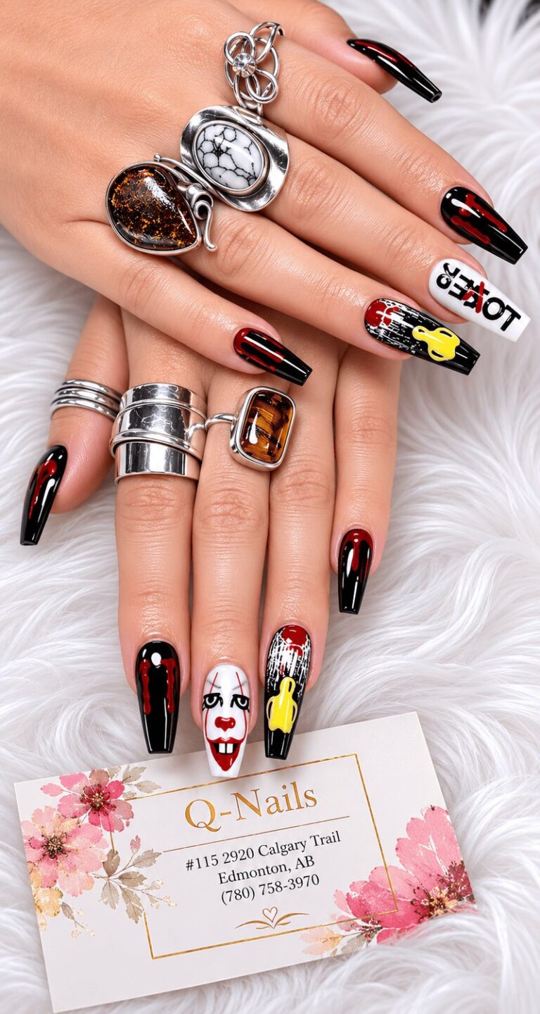 Intricate floral nail art design at Sophie's Nails Edmonton
