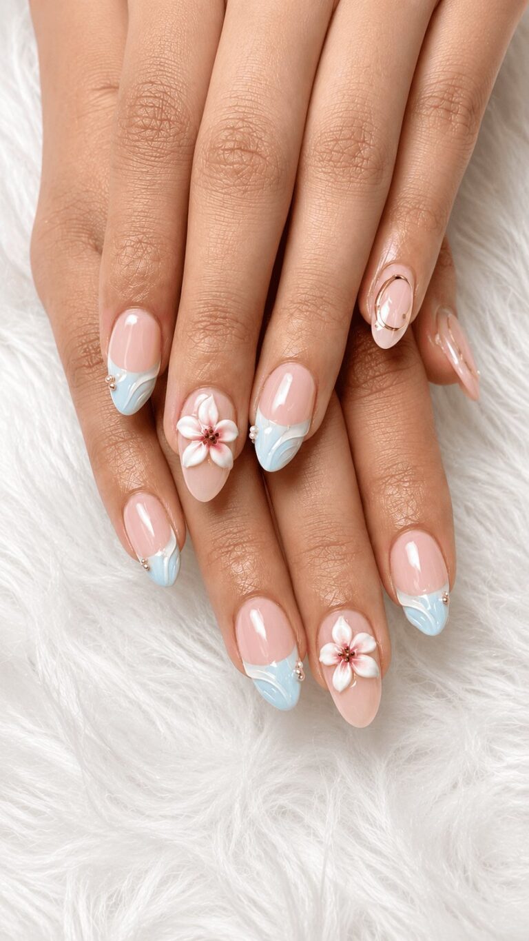 Classic French tip manicure at Sophie's Nails Edmonton