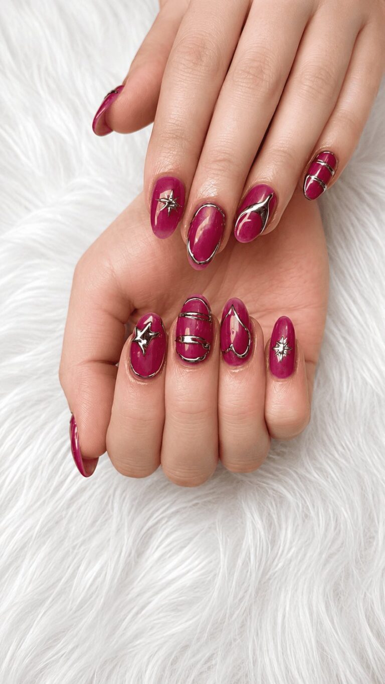 Plum burgundy shellac nails at Sophie's Nails Salon Edmonton