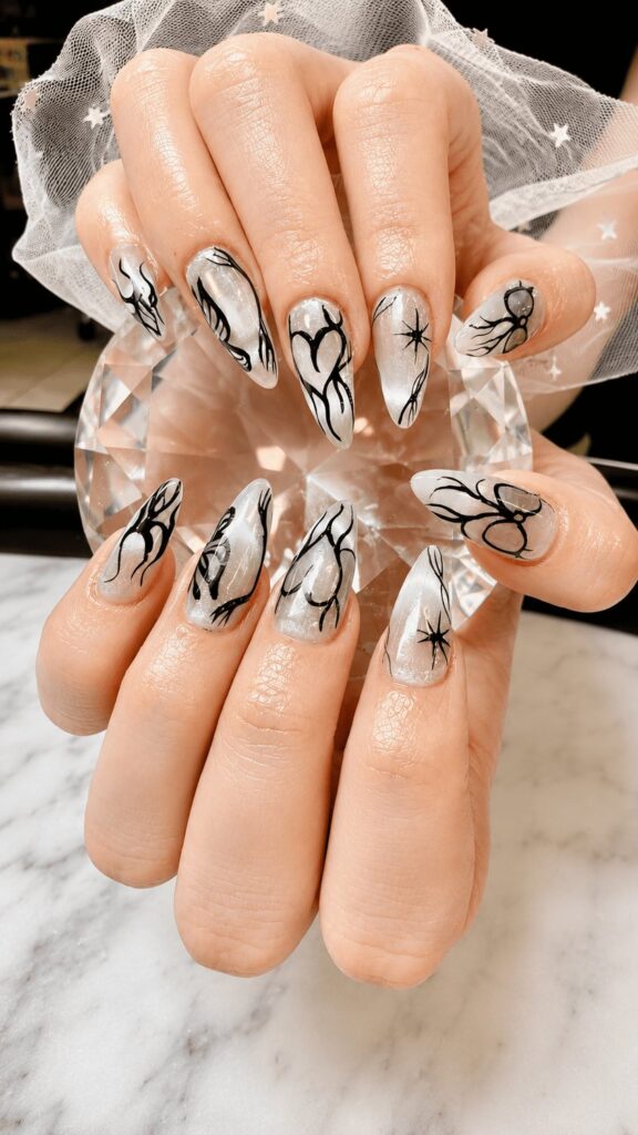 Rhinestone acrylic nail enhancement at Sophie's Nails Edmonton