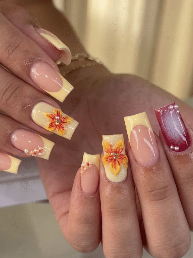 Colourful acrylic nails at Sophie's Nails Salon Edmonton