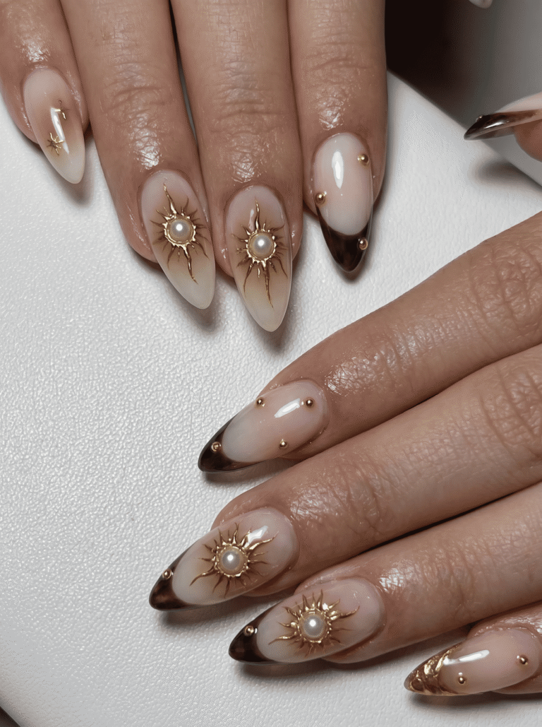 Hand-painted nail design at Sophie's Nails Salon Edmonton